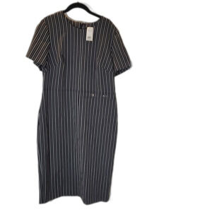 NEW LIned Black and White Striped Dress - Size 16